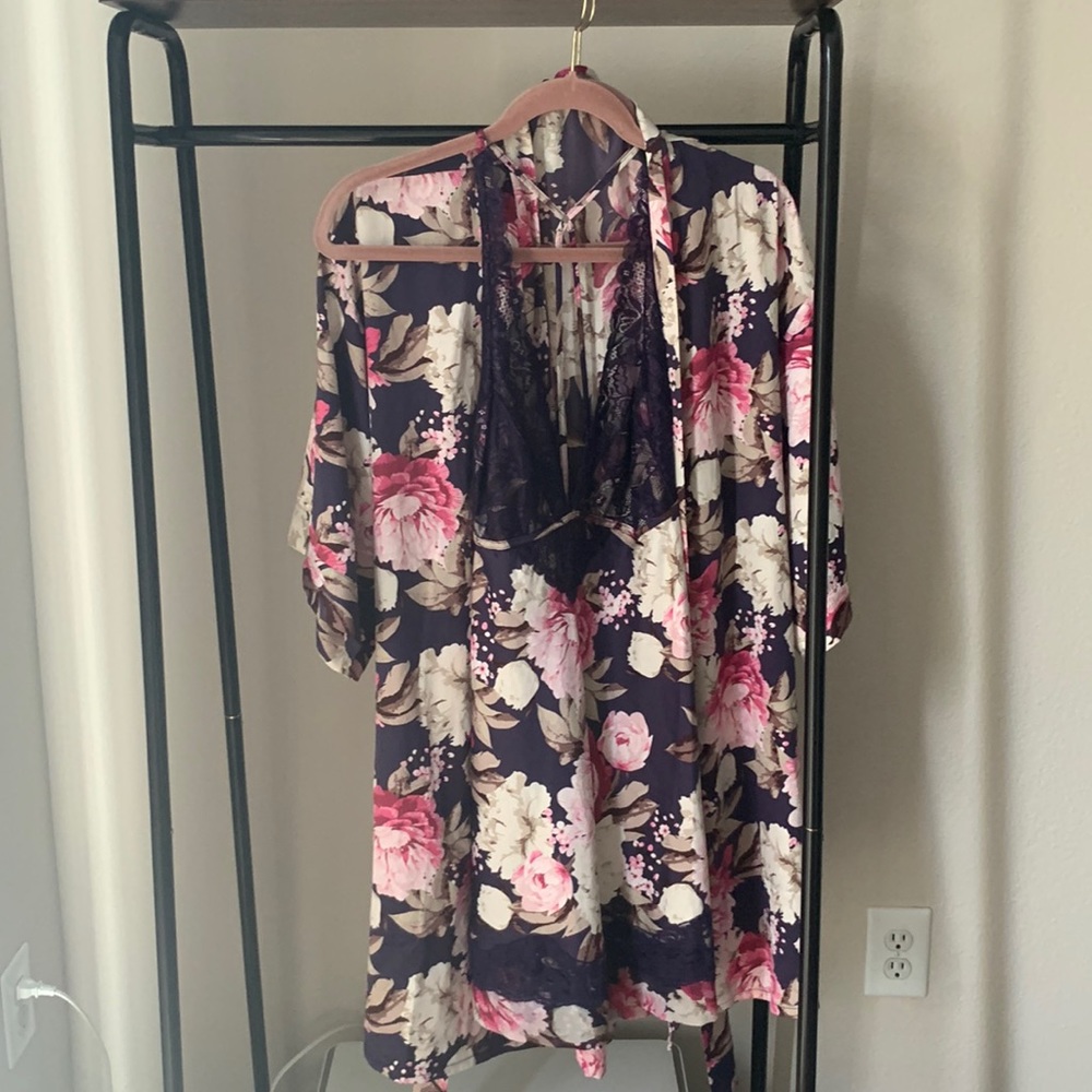 Cassandra Intimates purple Floral Lingerie set